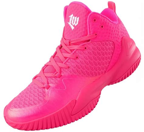 pink high top basketball shoes.